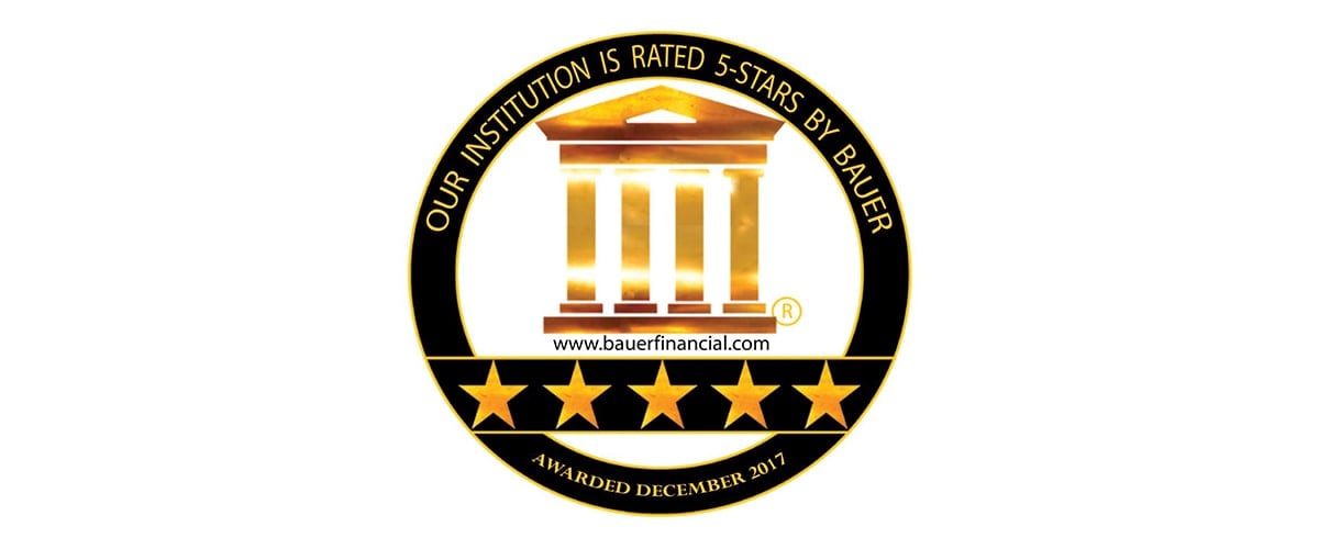 Circle Emblem with 5-Star Rating by Bauer Financial