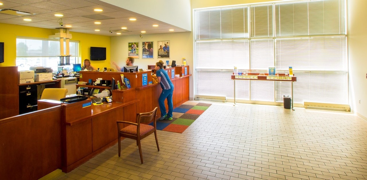 Interior of First Financial banking center