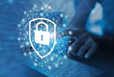 A person's hand at a keyboard trying to unlock a digital padlock