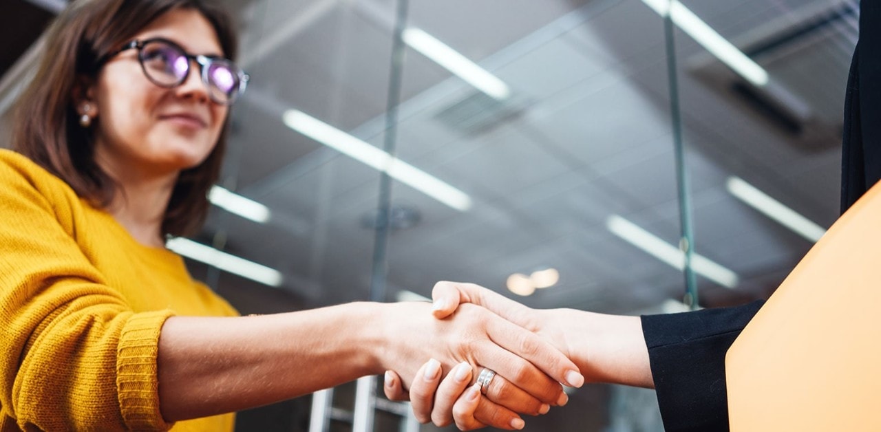 Handshake between businesswoman and female banker