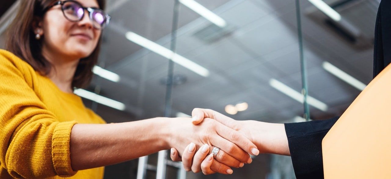 Handshake between businesswoman and female banker