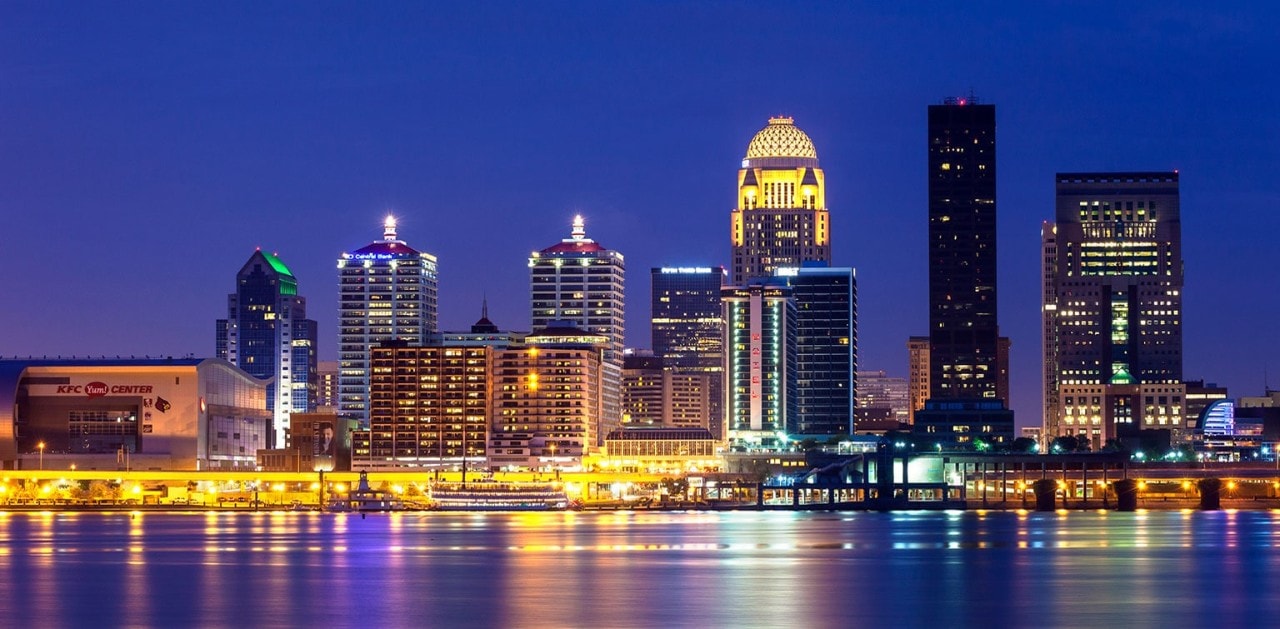 Skyline of Louisville, KY, at twilight