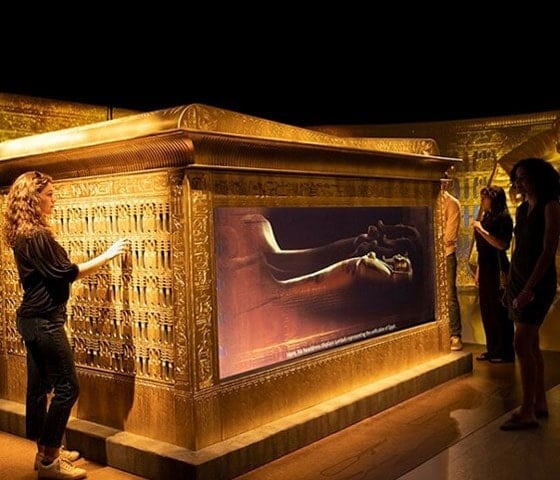 People enjoying an immersive King Tut exhibit