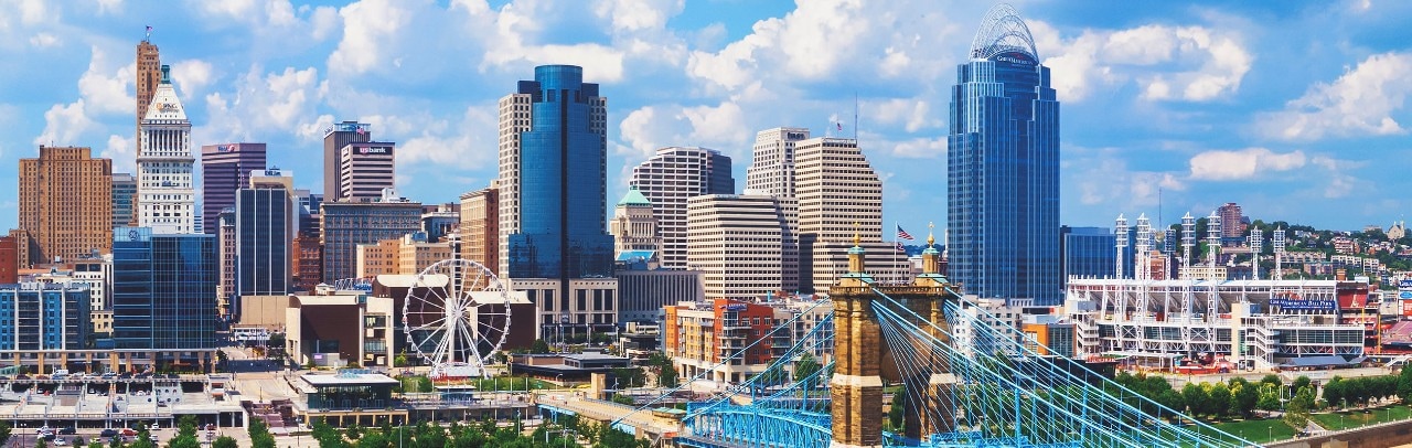 Aerial view of downtown Cincinnati