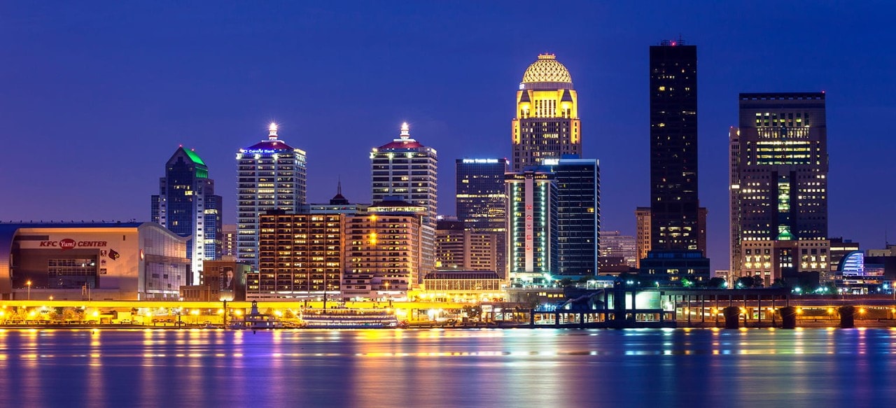 Aerial view of downtown Louisville