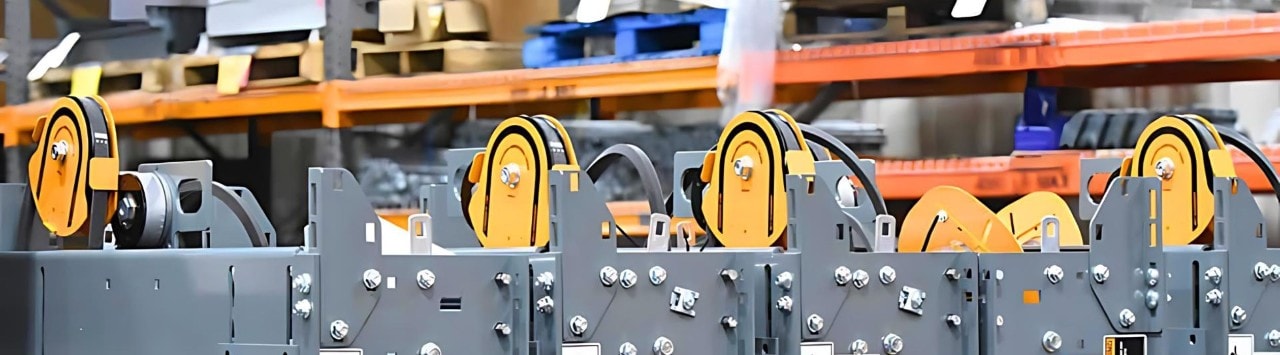 A vast warehouse featuring multiple machines and rows of shelves, showcasing an industrial storage environment