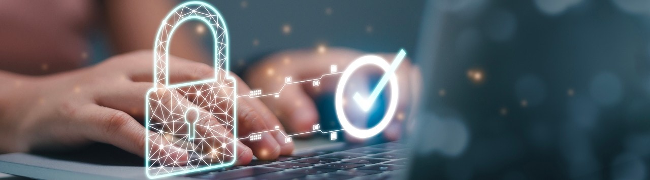 Protection network security computer and safe your data concept. Digital crime by an anonymous hacker