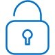 Blue icon of a padlock