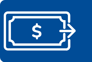 Illustration of a dollar with a right-pointing arrow on its right side