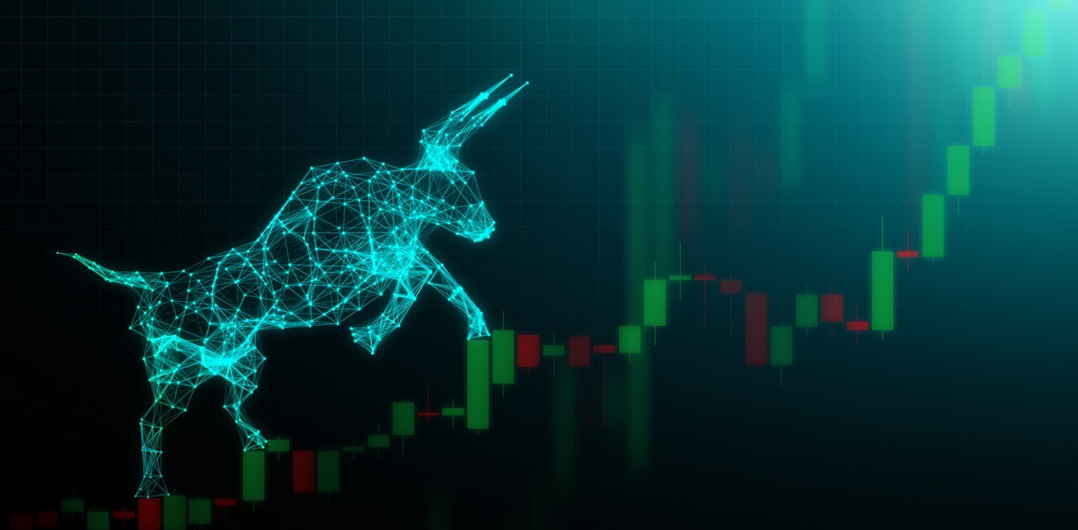 Digital illustration of a bull market