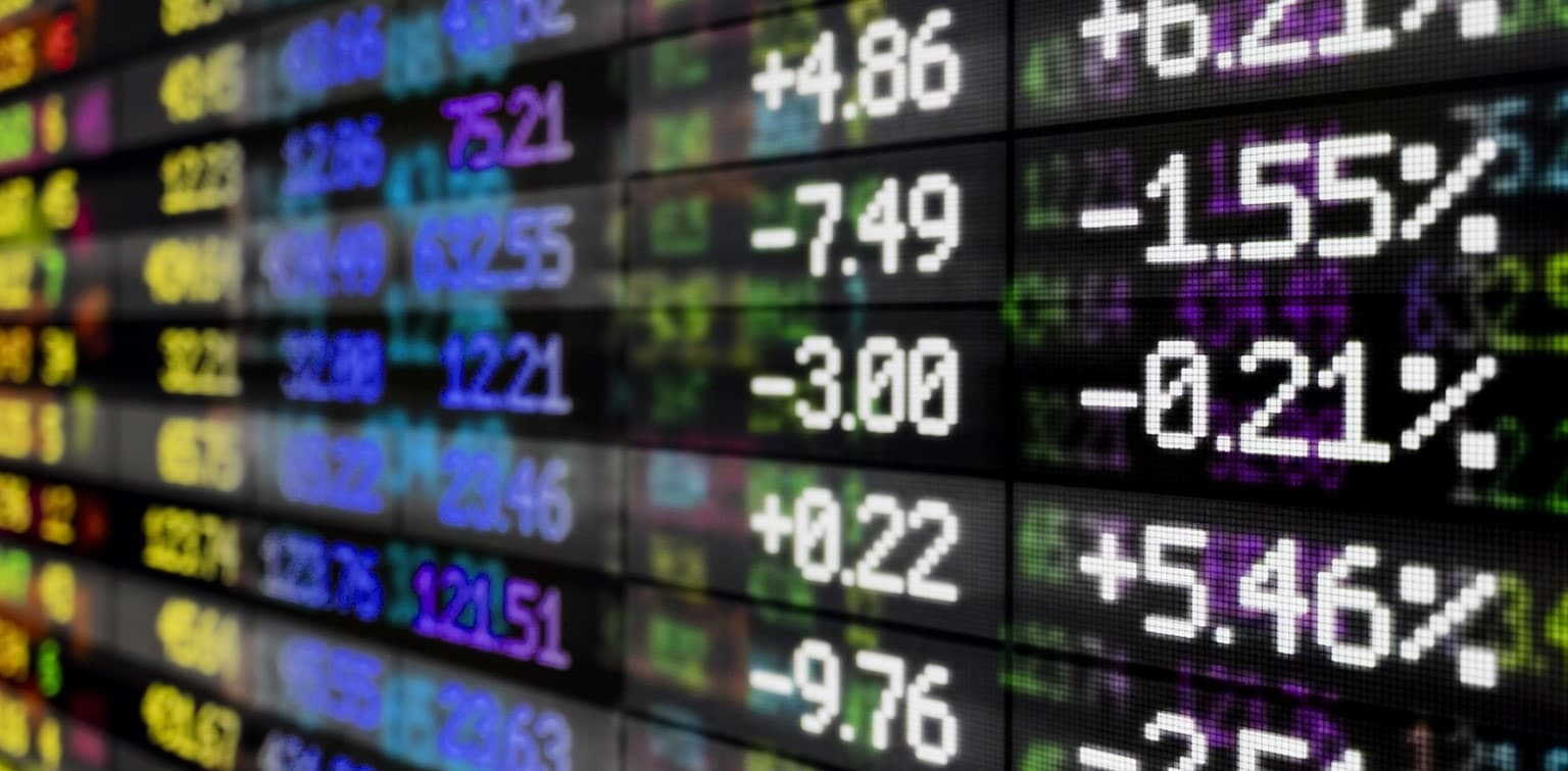 Electronic screen displaying stock market information
