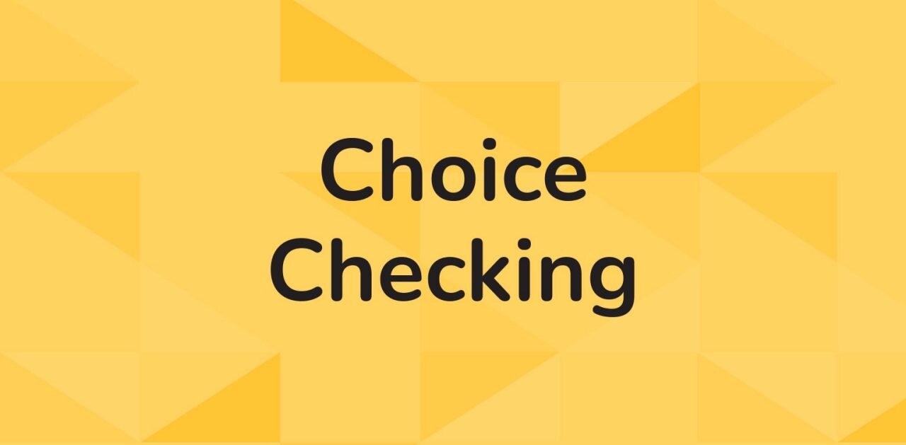 "Choice Checking" on a gold tessellated background