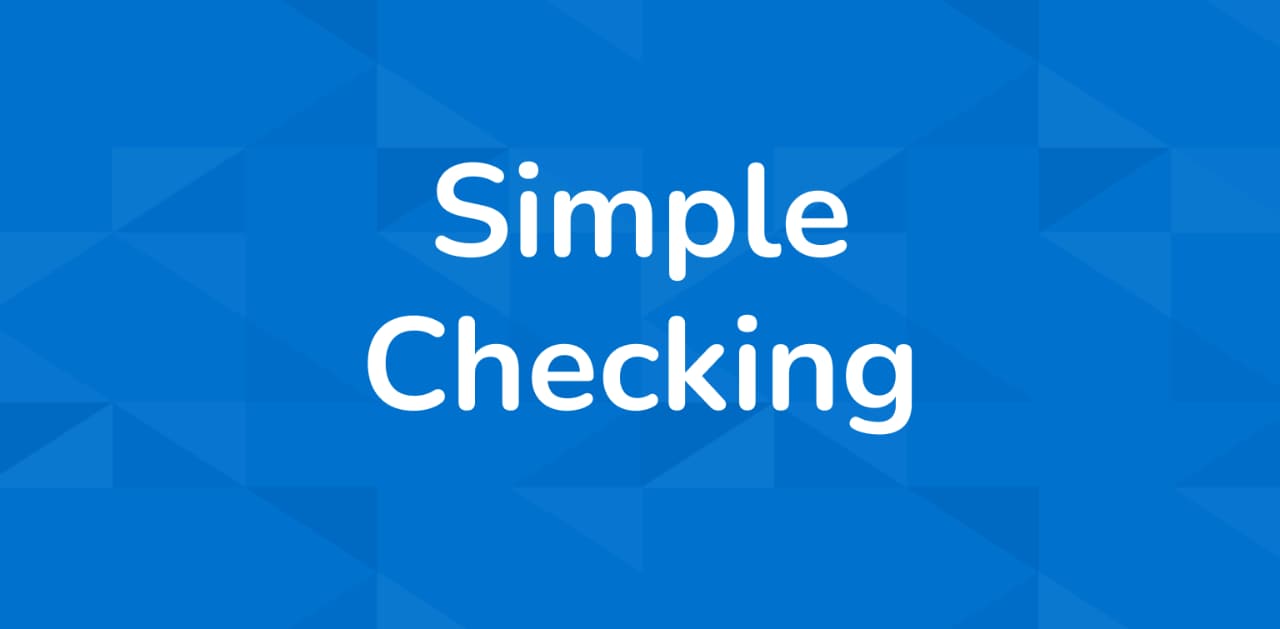 "Simple Checking" on blue tessellated background