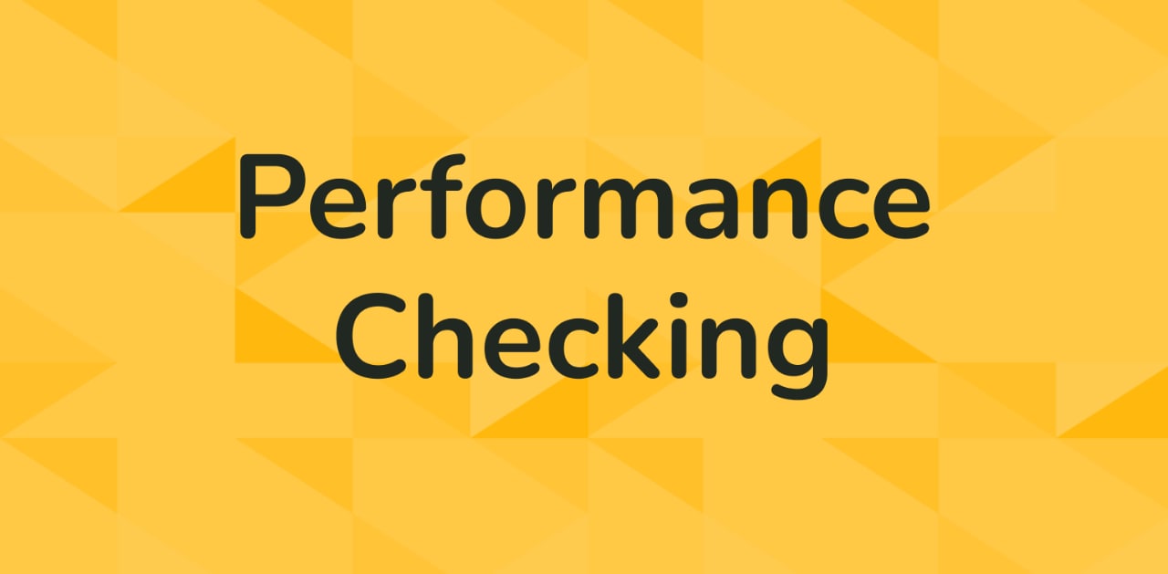 "Performance Checking" on a gold tessellated background