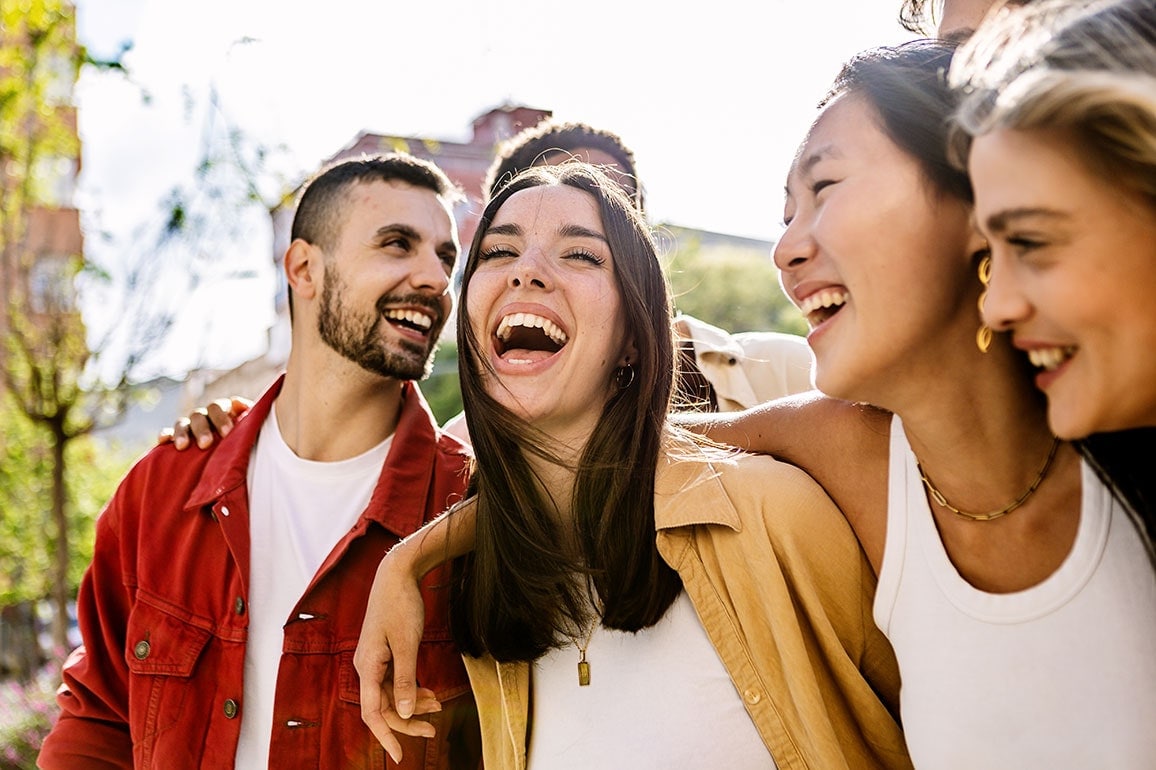 A group of young diverse friends smiling