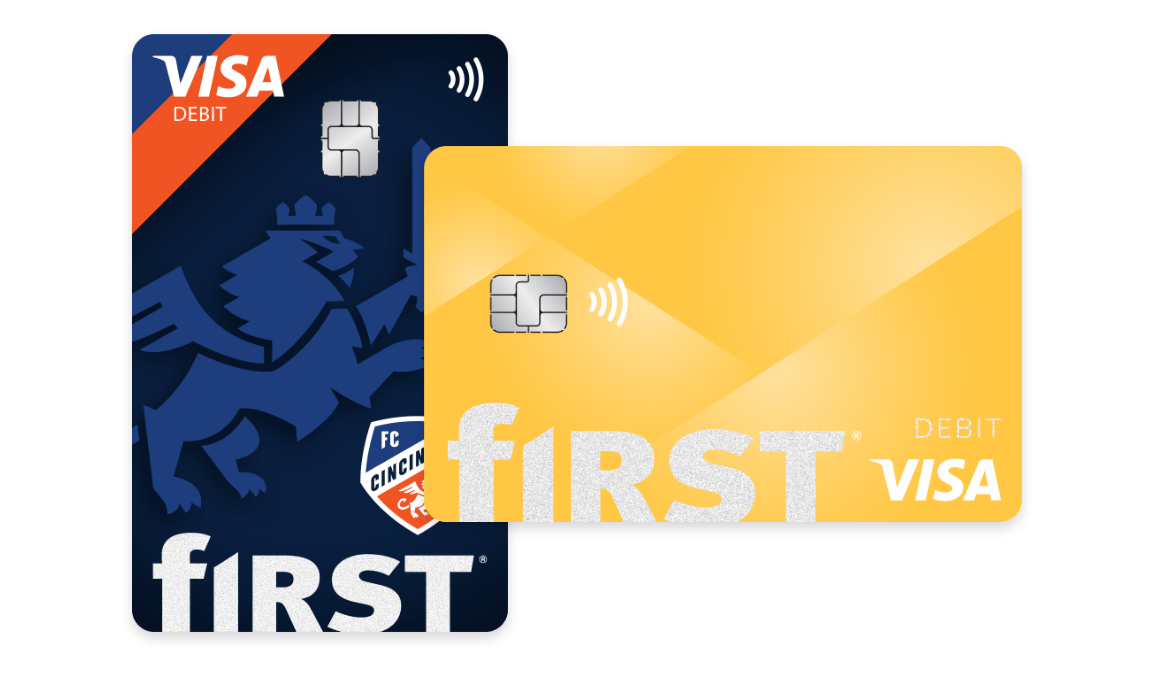 First Financial Bank VISA debit card and FC Cincinnati VISA debit card