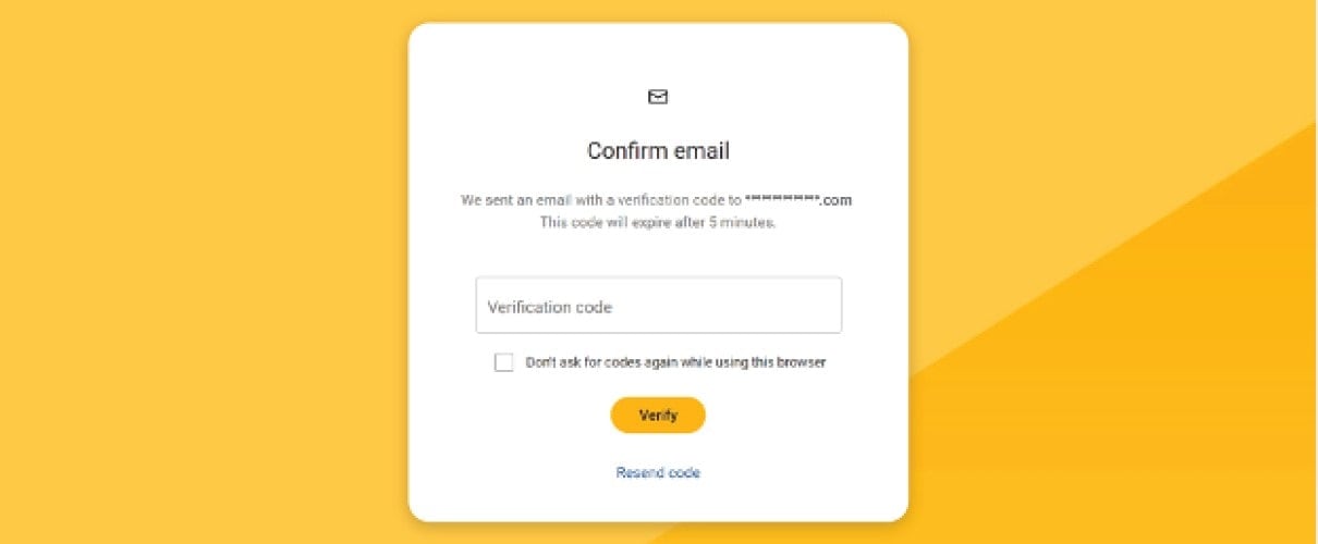 Desktop display of First Financial Bank online banking's email confirmation screen