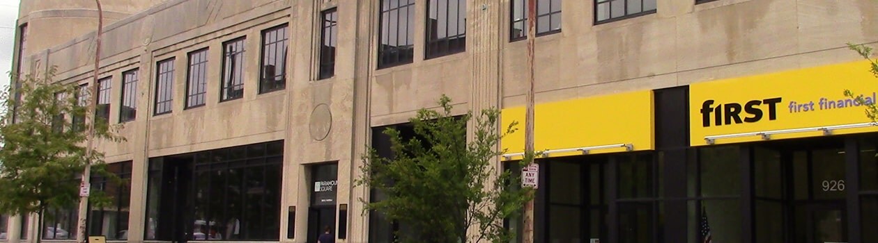 Exterior of First Financial’s Walnut Hills location in the Paramount Square building