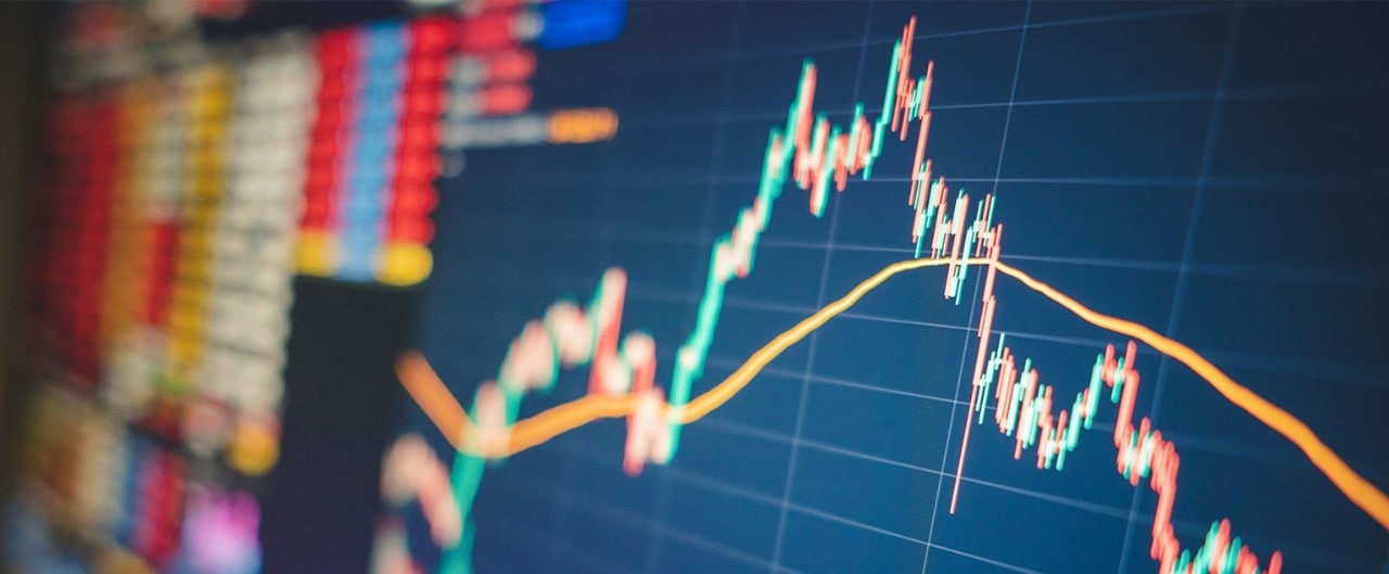 Digital monitor displaying financial data