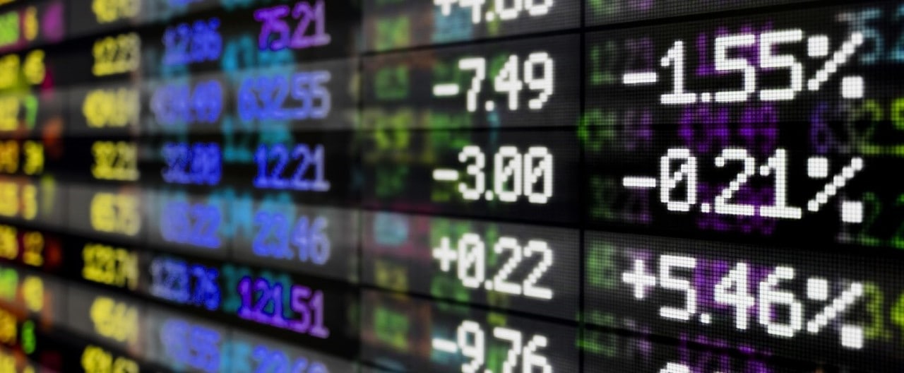 Electronic screen displaying stock market information
