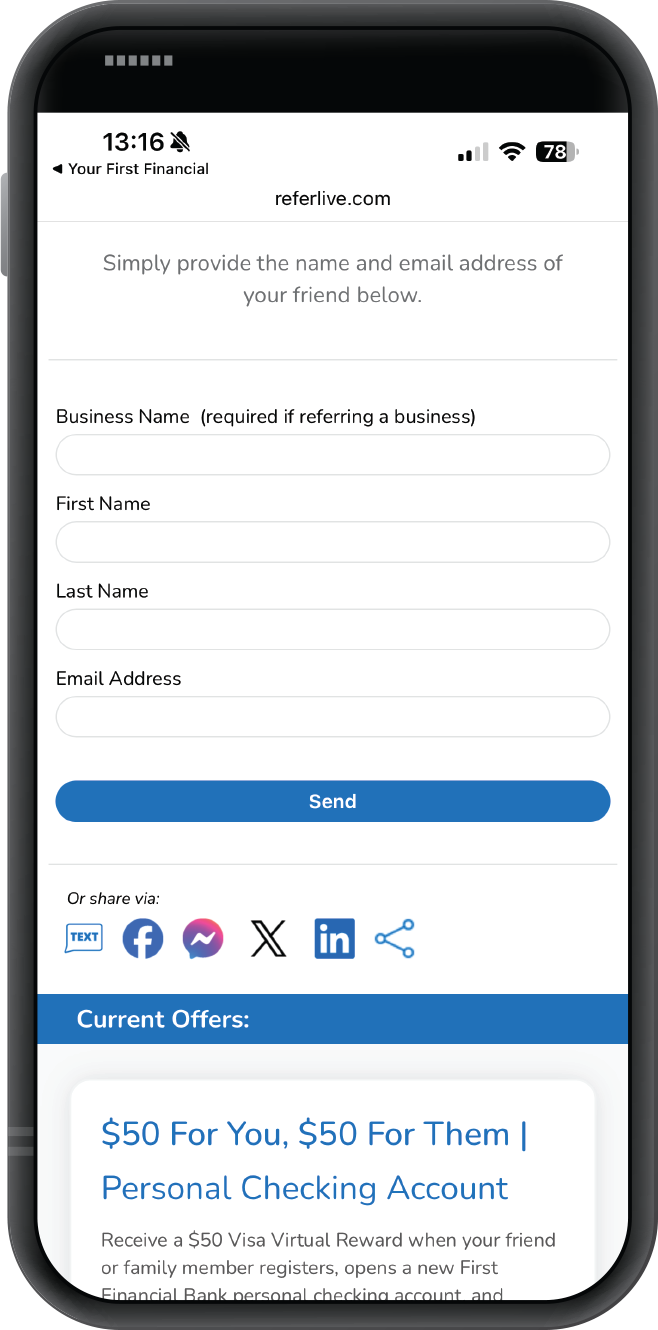 Step 3 to use refer-a-friend tile in app